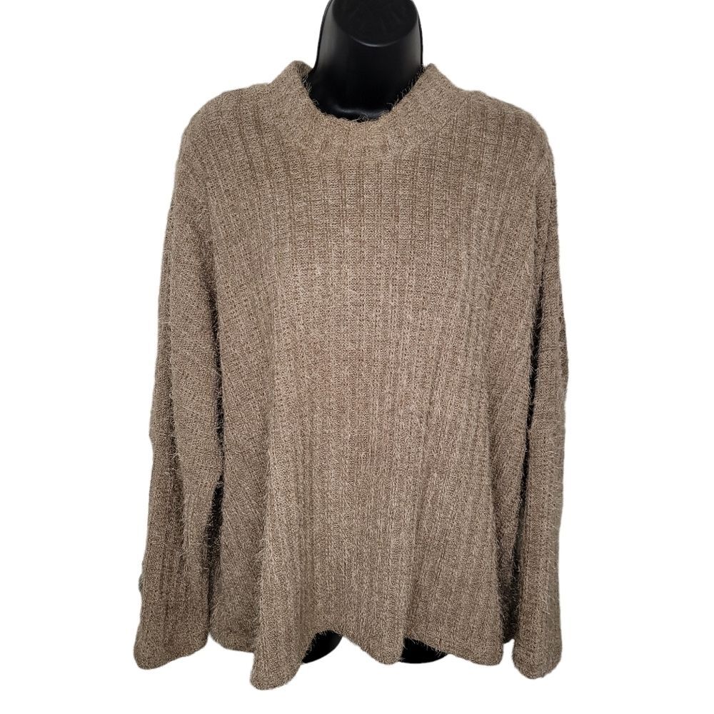 Lane Bryant tan fuzzy mock neck sweater size 22/24